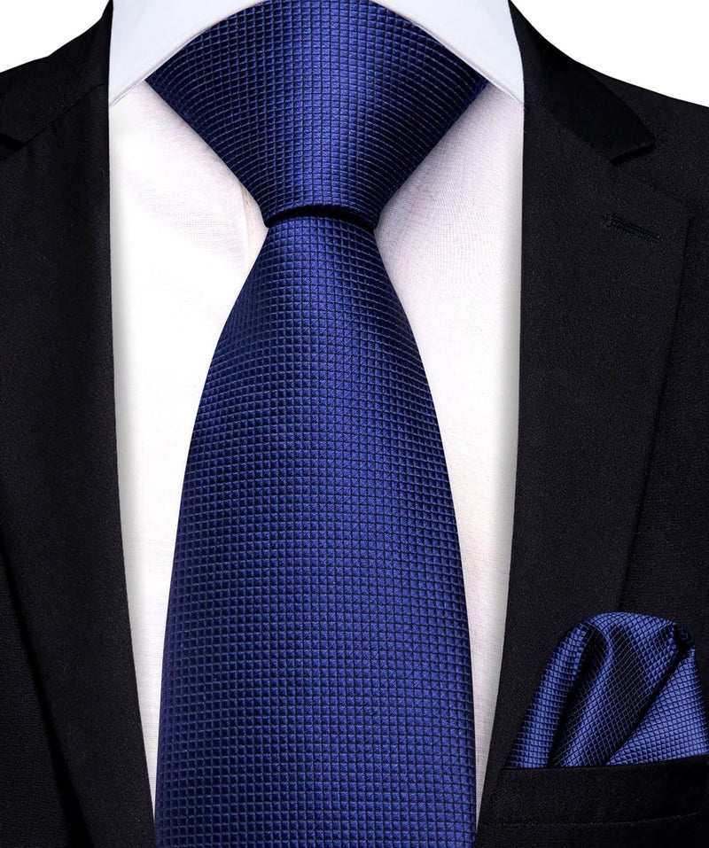 Dubulle Ties for Boys Solid Navy Blue Self Tie Silk Kids Necktie and Pocket Square Set for Age 8-10 Graduation School Uniform - Image 5
